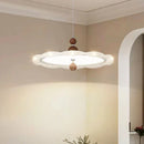 Axyaa Walnut Wood Grain LED Chandelier, Dimmable Pendant Light for Dining Living Bedroom