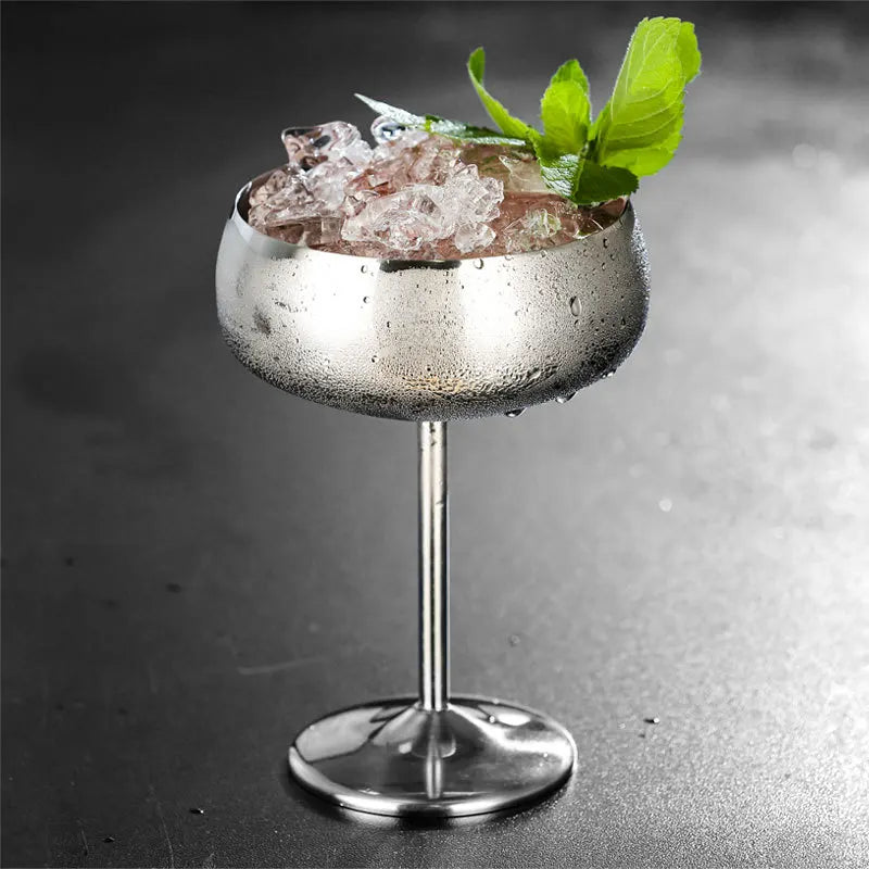 Axyaa Stainless Steel Wide-Mouth Wine Goblet Set for Elegant Parties