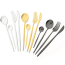 Axyaa Black Gold Mirror Stainless Steel Dinnerware Set - 40pcs