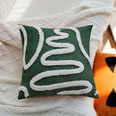 Christmas Boho Green Red 45x45 Tufted Pillow Cover, Farmhouse Sofa Decor, Axyaa Brand