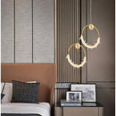 Axyaa Crystal Pendant Light: Gold Ring LED Fixture for Kitchen and Bedroom