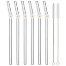 Axyaa Glass Bent Straws Set - Flower Design - Drinkware Set with Cleaning Brush