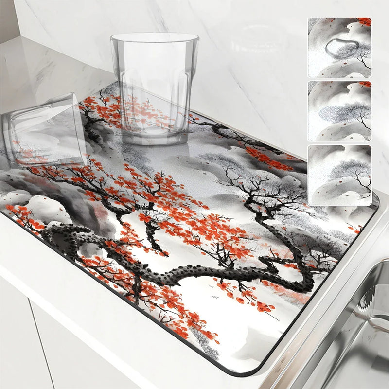 Meihua Scenery Large Kitchen Draining Mat by Axyaa
