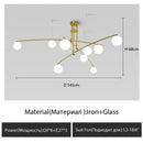 Axyaa Glass Black Gold Chandelier for Living Room Bedroom G9 LED Fixture