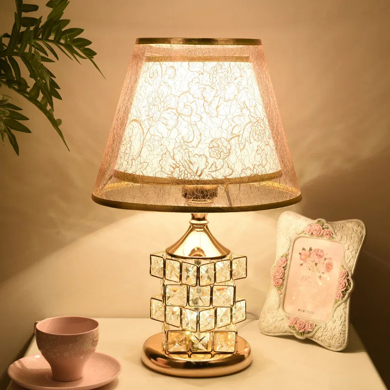 Axyaa Crystal Table Lamp: Elegant European Luxury for Sweet Bedroom Decor