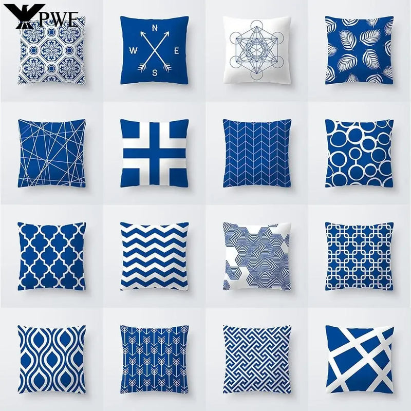 Axyaa Simple Modern Blue Pillowcase for Home Decor