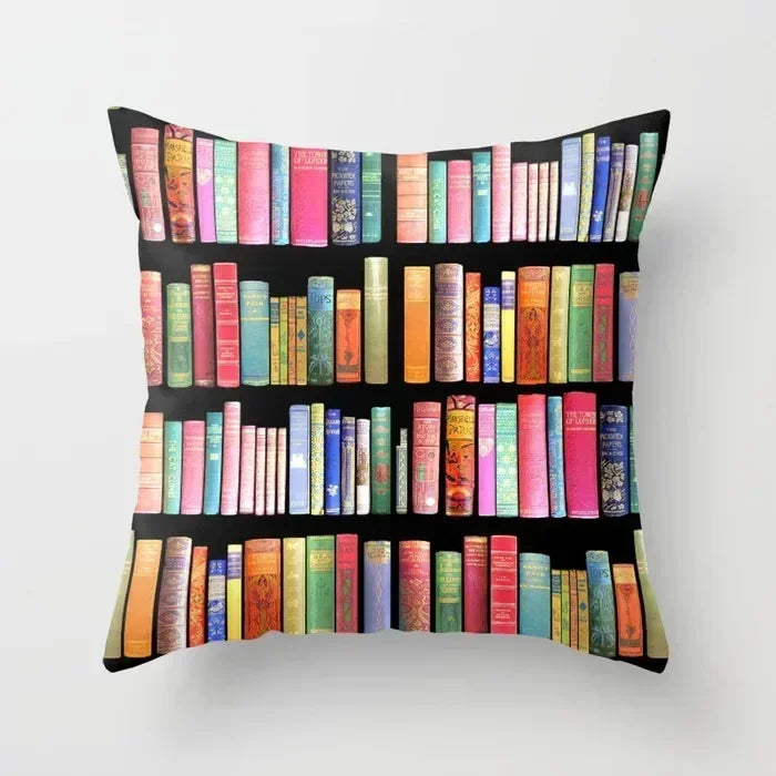 Axyaa Retro Library Pattern Pillowcase for Home and Office Decor