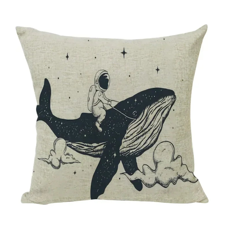 Axyaa Cartoon Animal Print Linen Cushion Cover 45*45cm