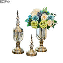 Axyaa Retro Glass Vase Set: European Antique Home Decor Floral Ornaments