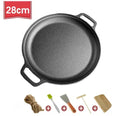 Axyaa Korean Round Grill Pan Non-Stick Pork Belly Barbecue Tray - Cast Iron, Induction & Gas Compatible