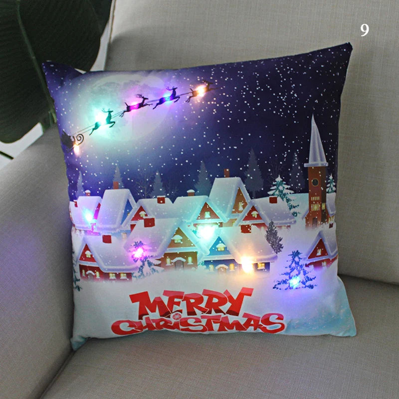 Axyaa LED Santa Claus Cushion Cover: Festive Light-Up Pillowcase for Home Decor