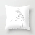 Minimalist White Pillow Cover - Axyaa Portrait Sketch Nordic Cushion