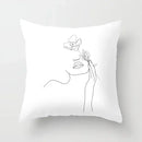 Minimalist White Pillow Cover - Axyaa Portrait Sketch Nordic Cushion