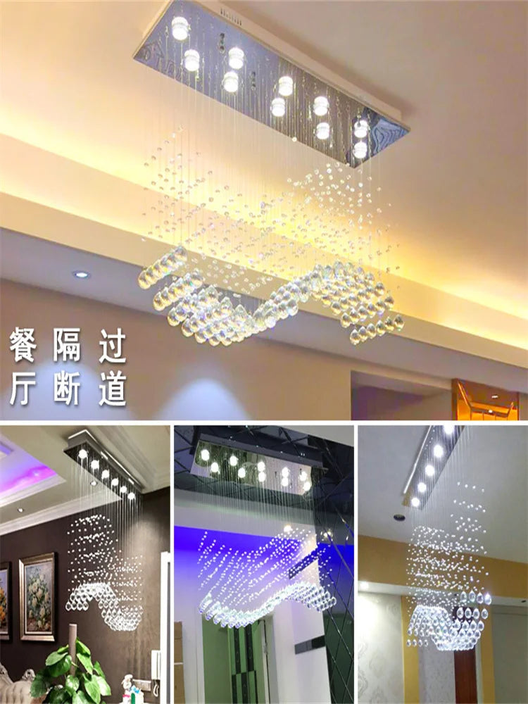 Axyaa Rectangle Crystal Chandeliers for Living Room, Office, Home, Cafe
