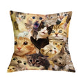 British Cat Golden Retriever Print Linen Cushion Cover - Axyaa Home Decor
