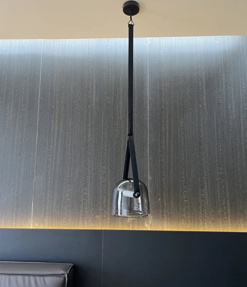 Axyaa Nordic Glass Leather Pendant Light for Kitchen Bedroom Living Room