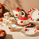Axyaa Cute Straw Hat Dessert Plate - Delicate Ceramic Fruit Breakfast Tableware