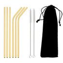 Axyaa Stainless Steel Reusable Straw Set with Cleaning Brush