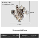 Axyaa Glass Pendant Lamp - Light Luxury Smoke Grey Bubble Ball for Living Room, Bedroom, Dining Room