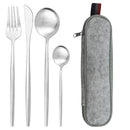 Axyaa Stainless Steel Travel Cutlery Set with Case - Knife Spoon Fork