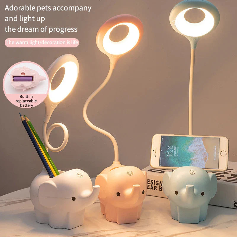 Axya Elephant LED Table Lamp: Three Color Temperature Adjustable Eye Protection Light