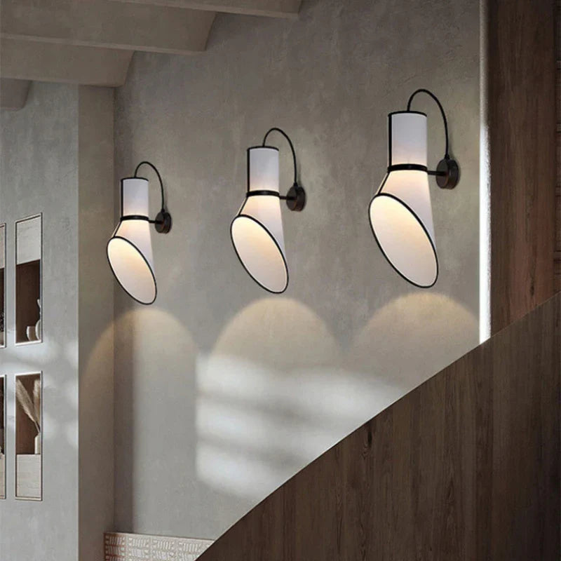 Axyaa White Cloth Lampshade Wall Light for Bedroom | Art Deco Sconce