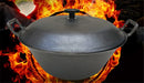 Axya Cast Iron Wok Pot - Big Thick Nonstick Cooking Pan for Soup, Stew, and Fry