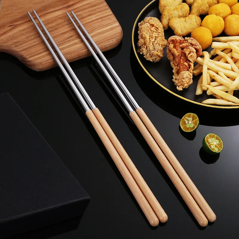 Axyaa Stainless Steel Extra Long Cooking Chopsticks for Noodles, Frying, Chinese Cuisine