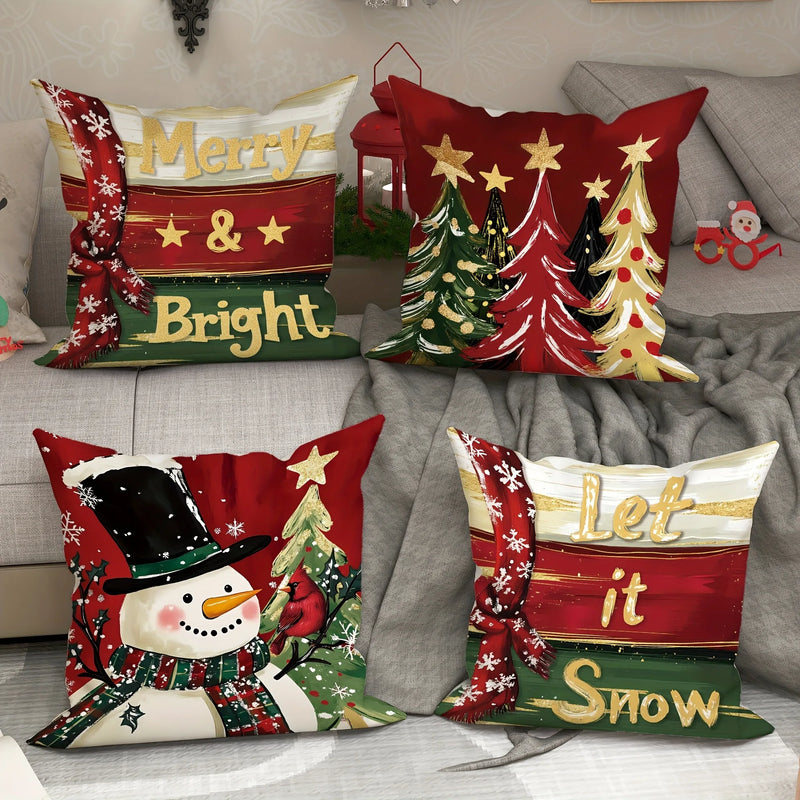 Axyaa Christmas Snowman Tree Pillowcase - Festive Home Decor & Holiday Gift