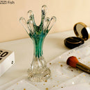 Axyaa Green Glass Vase Artificial Floral Decoration for Desk and Room Aesthetic