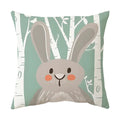 Axyaa Forest Animals Cushion Cover - Cartoon Fox Rabbit Raccoon Design