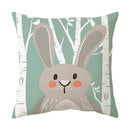 Axyaa Forest Animals Cushion Cover - Cartoon Fox Rabbit Raccoon Design