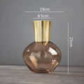 Axyaa Gold Metal Glass Vase - Round Flower Arrangement Home Decor