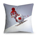 Axyaa Christmas Snowman Print Cushion Cover - 45X45CM