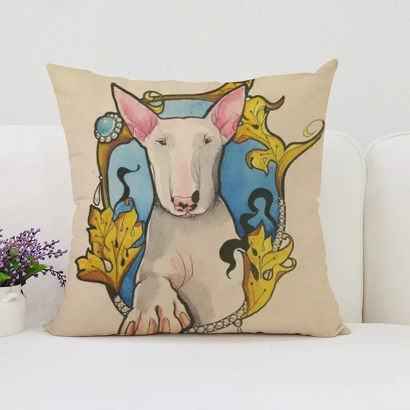 Bull Terrier Art Anime Pillow Cover 40x40 Axyaa Home Decor Throw Pillow