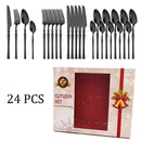Axyaa 24Pcs Stainless Steel Cutlery Set - Luxury Dinnerware & Flatware Gift Box