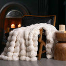 Axyaa Ultra Soft Flaux Rabbit Fur Luxury Throw Blanket, Cozy Plush Reversible Bed Bubble Blanket