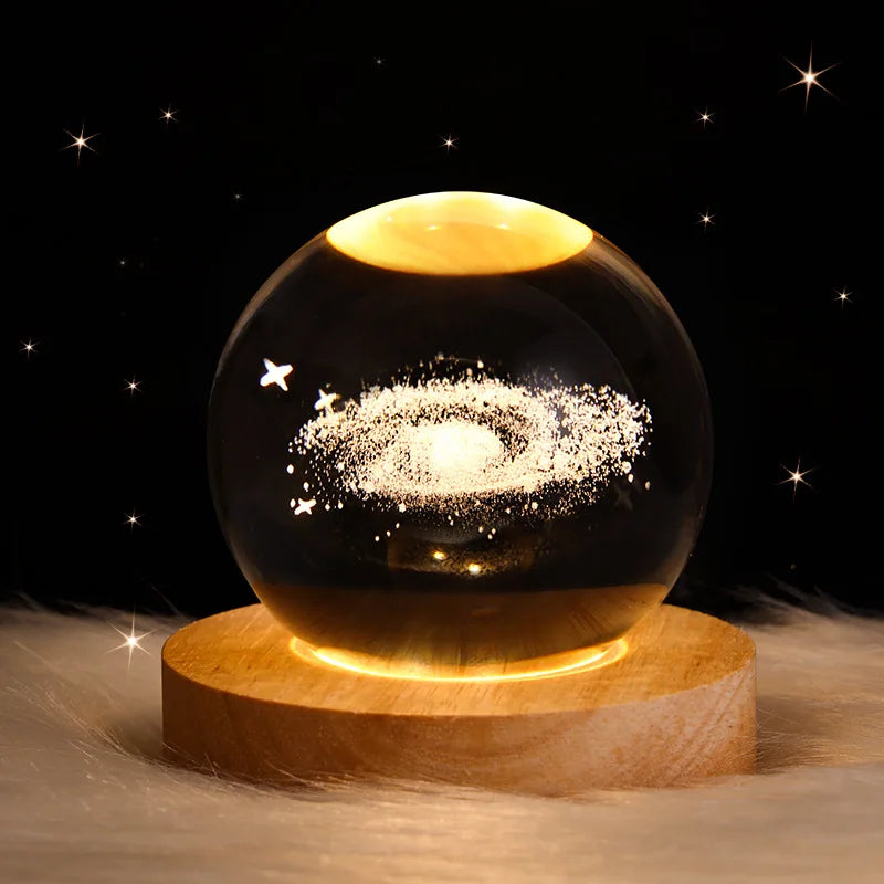 Axya Astronaut Crystal Ball Night Light: Unique Galaxy Planetary Glow, USB Powered