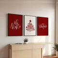Axyaa Minimalist Red Christmas Tree Canvas Print for Modern Living Room décor