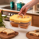 Axyaa Airtight Bread Box Clear Plastic Crisper Container Large Capacity Refrigerator Storage