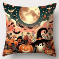 Axyaa Halloween Ghosts Cats Pumpkins Cushion Cover for Sofa Bedroom Car