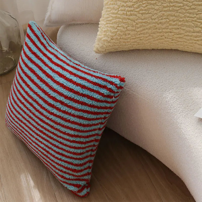 Axyaa Soft Plush Stripe Cushion Cover for Elegant Living Room Decor