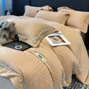 Axyaa Elegant Winter Rabbit Fleece 4-Piece Bedding Set, Luxurious & Warm Milk Fleece Kit