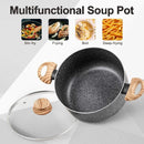 Axyaa Non-stick Soup Pot with Lid and Wood Grain Handle