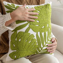 Axyaa Floral Embroidery Canvas Cushion Cover - Countryside Decorative Throw Pillowcase