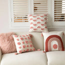 Axyaa Velvet Embroidered Pink Pillowcase Cojines 45X45 for Home and Sofa Decor