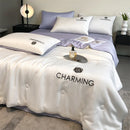 Axyaa Luxury Embroidery Summer Blanket - Lightweight Cooling Quilt - Soft Skin-friendly Comforter