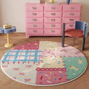 Axyaa Round Patchwork Fluffy Living Room Carpet - Cute Bedroom Area Rugs