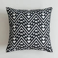 Axyaa Black White Embroidered Cotton Cushion Cover 45x45cm Square for Sofa Bed