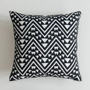 Axyaa Black White Embroidered Cotton Cushion Cover 45x45cm Square for Sofa Bed